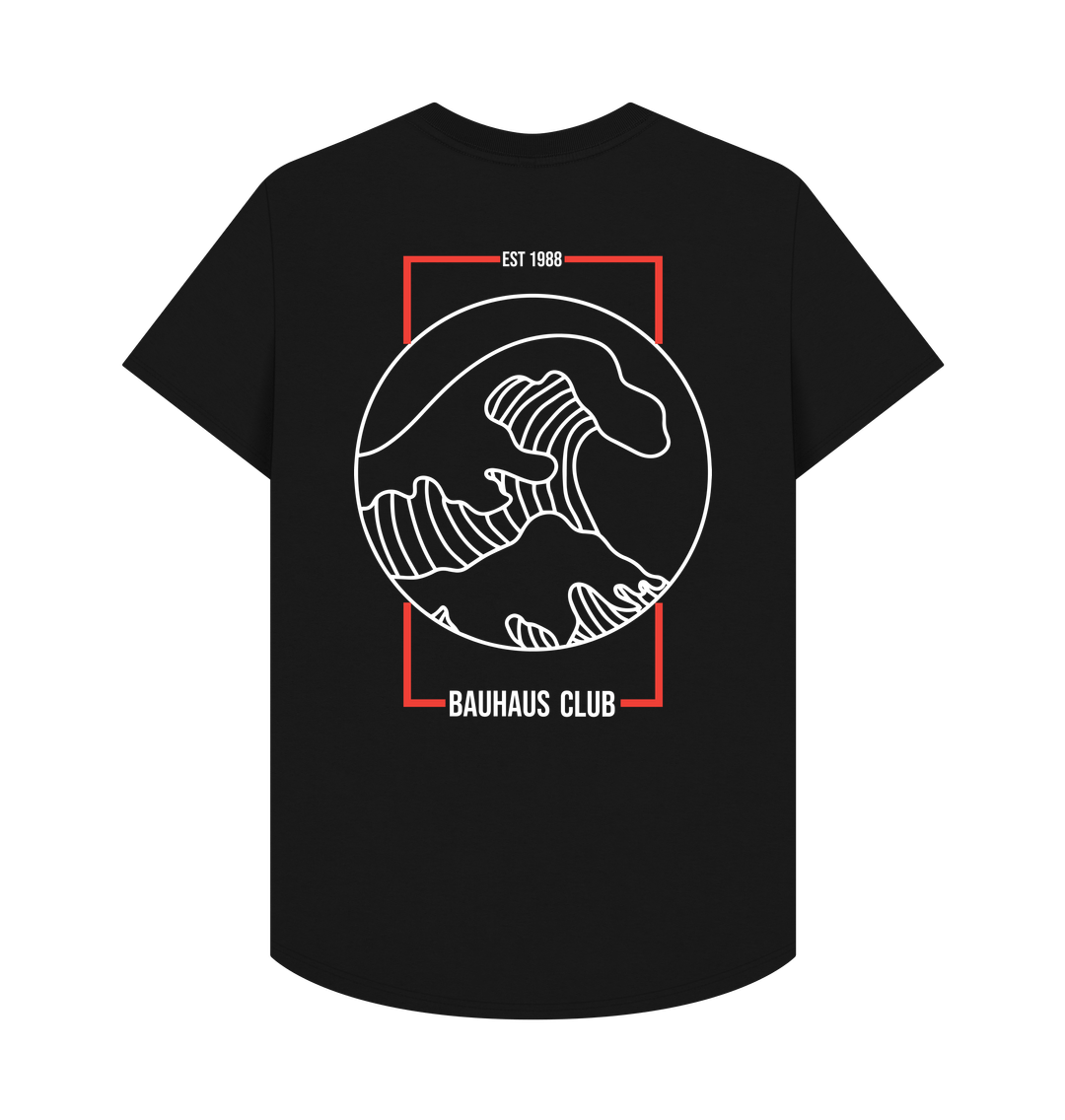 Black Bauhaus Wave Men's Longline Tee