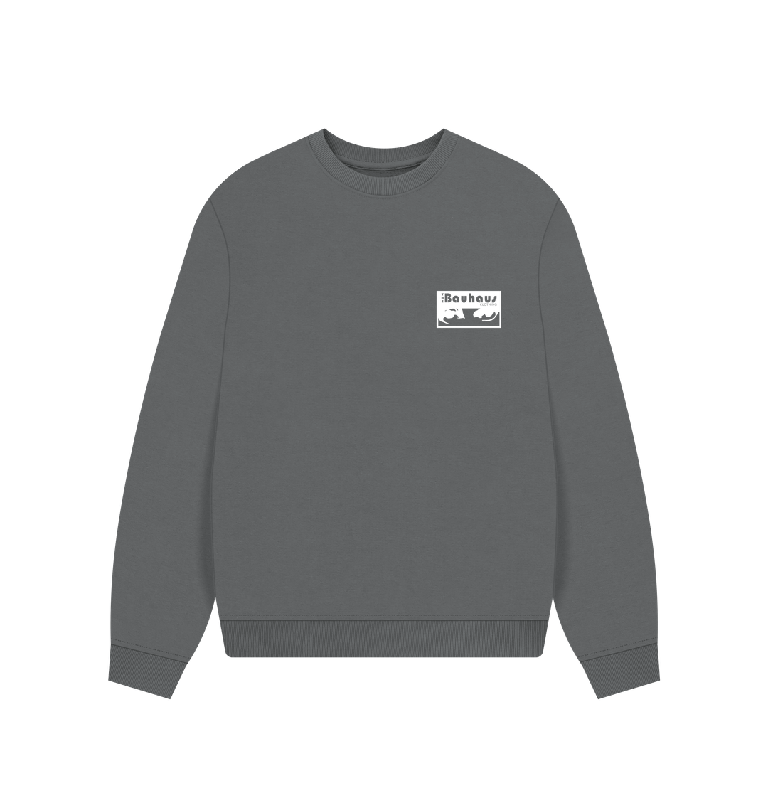 Slate Grey Bauhaus Logo Women\u2019s Oversized Sweatshirt