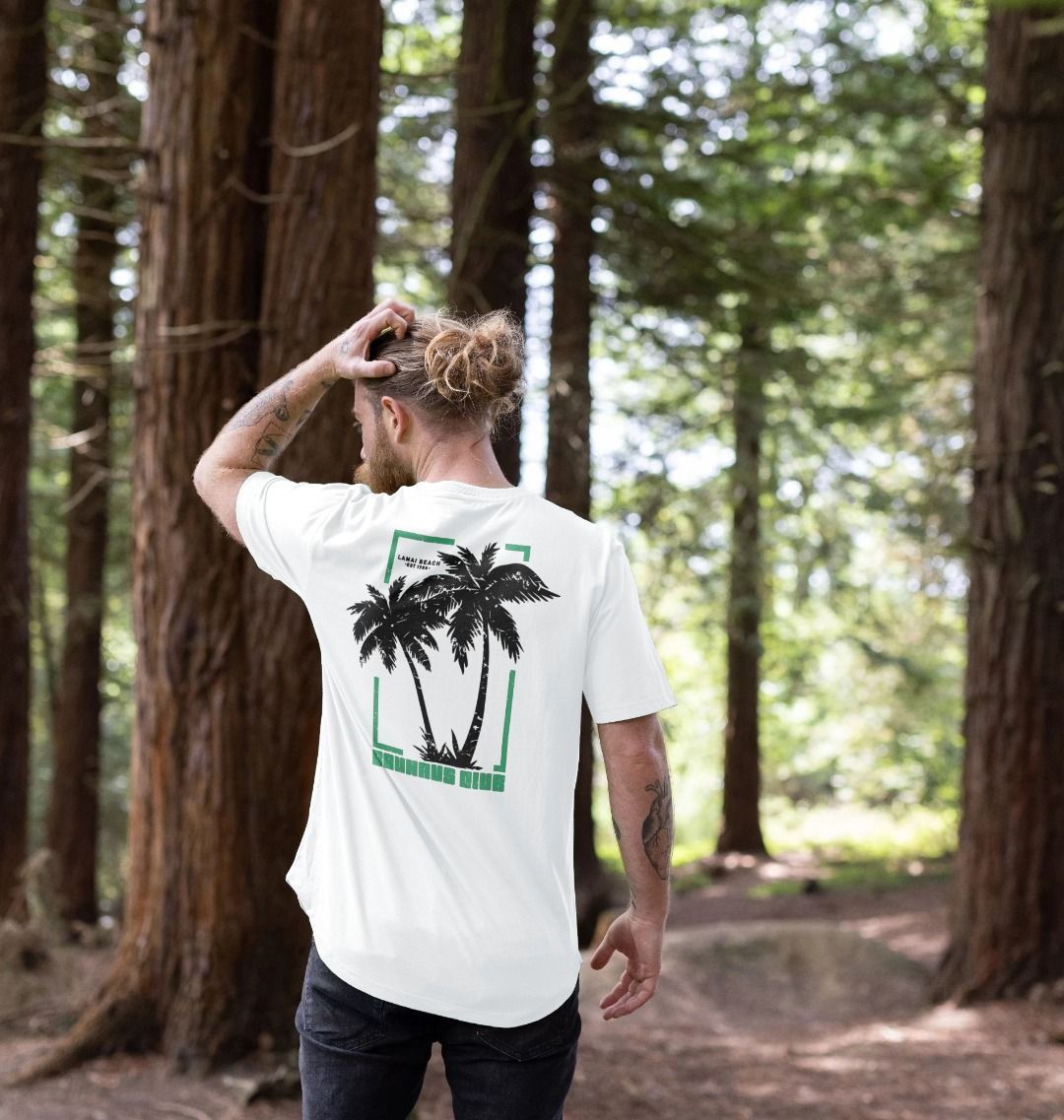 White Bauhaus Palm Tree Men's Longline Tee