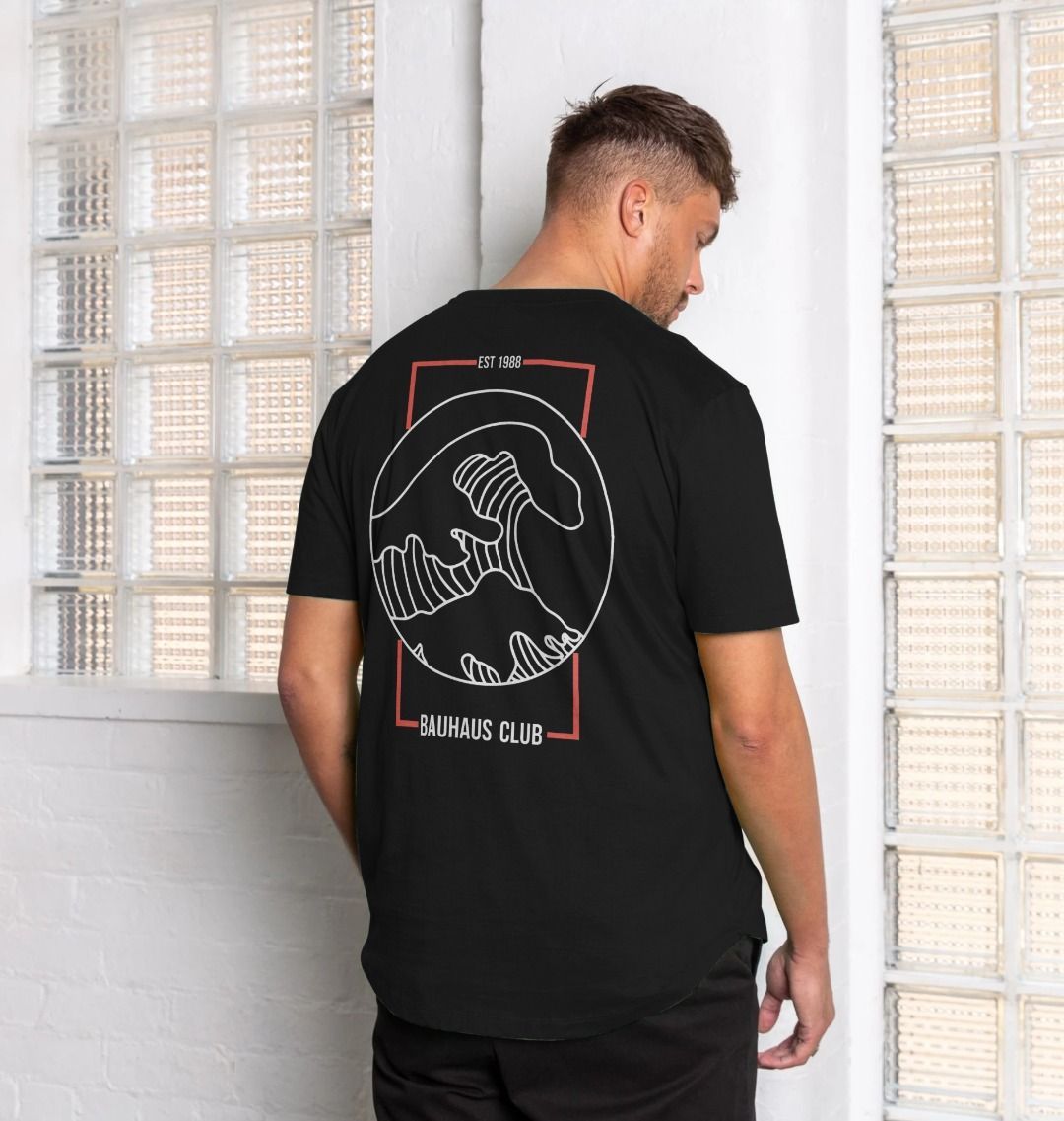 Black Bauhaus Wave Men's Longline Tee